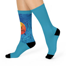 Load image into Gallery viewer, WTF Turquoise 1-off Cushioned Crew Socks