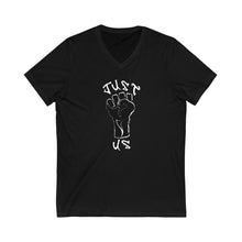 Load image into Gallery viewer, The Just Us original 2 sided design as V-Neck Tee, Unisex Jersey Short Sleeve